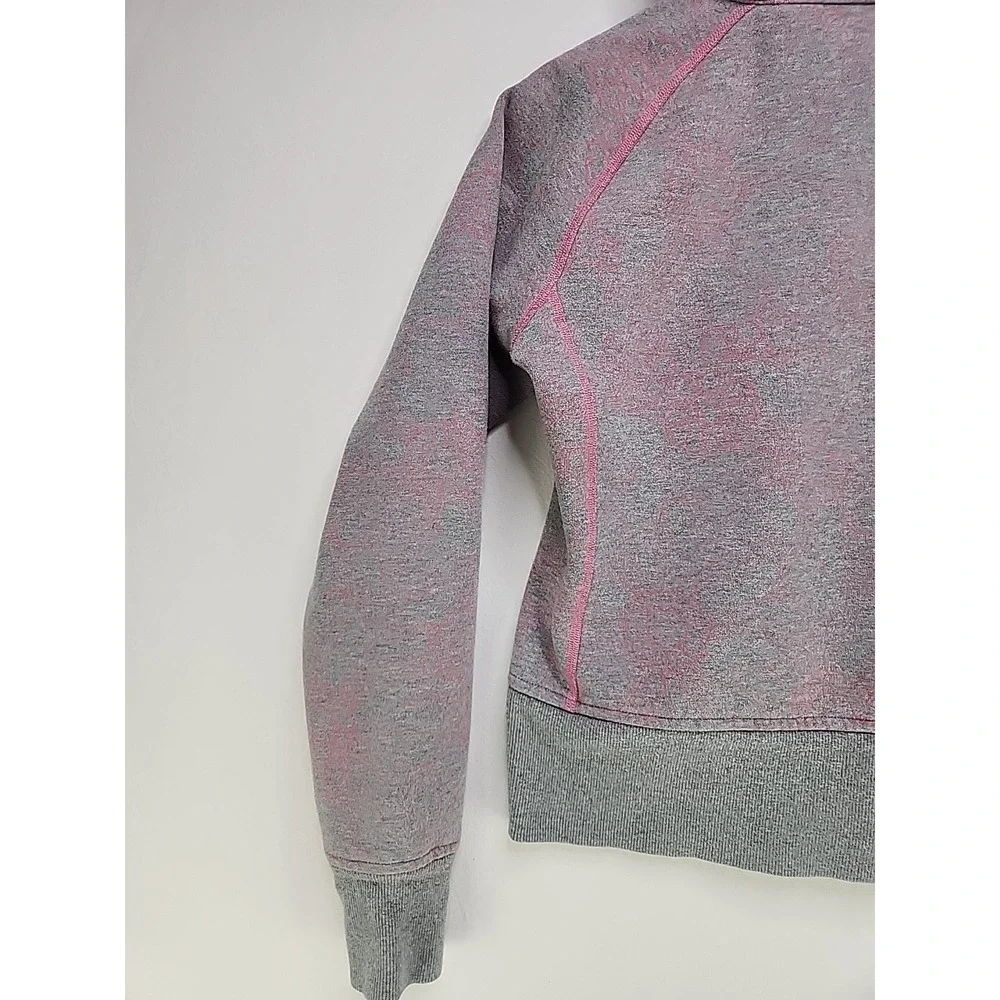 Lululemon Womens Hoodie Size 6 Pink and Gray Flower Motif Long Sleeve Zip Up - Picture 7 of 13